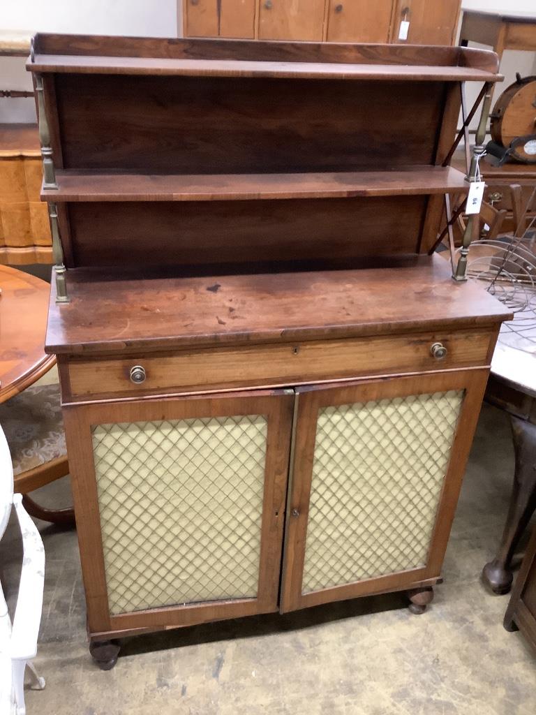 A Regency rosewood chiffonier, width 99cm depth 39cm height 150cm